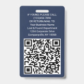 QR Code Corporate Logo Medewerker Foto Marine Blau Badge (Back)