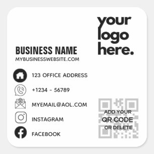 QR Code Corporate Visitekaartje Design Logo Vierkante Sticker