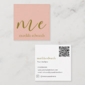 QR Code Cosmetics Elegant Modern Uniek Roze Vierkante Visitekaartje (Voorkant / Achterkant)
