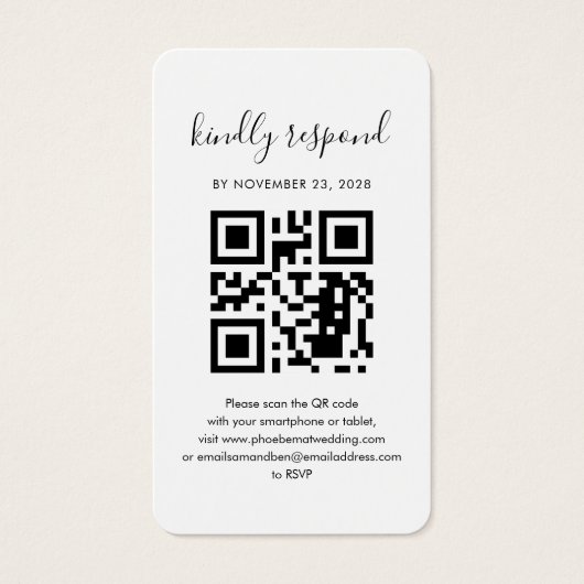 QR Code Couples Foto RSVP Wedding Enclosure Kaart (Voorkant)