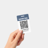 QR-code Covid-vaccinatiepas Navy Blue ID Badge (Handheld)