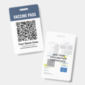 QR-code Covid-vaccinatiepas Navy Blue ID Badge (Voor- en achterkant)
