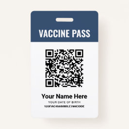 QR-code Covid Vaccine Pass Navy Blue ID Badge