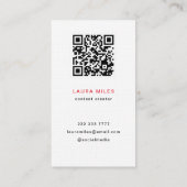 QR Code Creatief Hedendaags Zwart Rood Cirkel Visitekaartje (Achterkant)