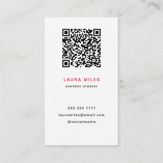 QR Code Creatief Hedendaags Zwart Rood Cirkel Visitekaartje (Achterkant)