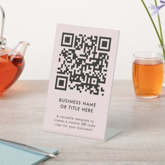 QR-code | Creëer Uw eigen moderne, zwarte roze Reclamebord Met Voetstuk (Insitu)