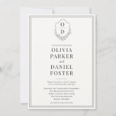 QR Code Crest Black & White Photo Modern Wedding Kaart (Voorkant)