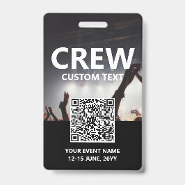 Qr Code Crew Toegangspas Aangepast Event Badge