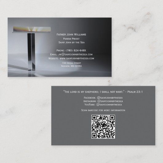 Qr Code Cross Elegant Clergy Business Card Visitekaartje (Voorkant / Achterkant)