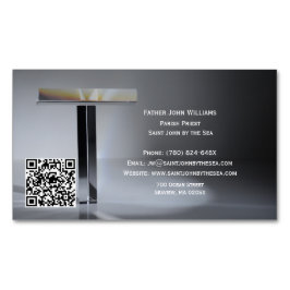 QR Code Cross Priest Business Card Magnet Magnetisch Visitekaartje