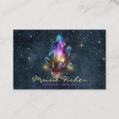 QR Code Crystal Healer Reiki Celestial Stars Visitekaartje (Voorkant)