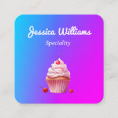 QR code Cupcake Baker bakkerij chef lichte gradiën Vierkante Visitekaartje (Voorkant)