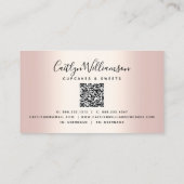 QR Code Cupcake Bakery Chef Glitter Drip Roos Gold Visitekaartje (Achterkant)