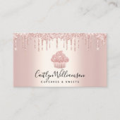 QR Code Cupcake Bakery Chef Glitter Drip Roos Gold Visitekaartje (Voorkant)