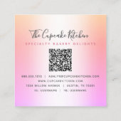QR-code Cupcake bakkerij Chef roze regenboogliter Vierkante Visitekaartje (Achterkant)