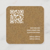 QR code cupcake home bakkerij chique kraft Vierkante Visitekaartje (Achterkant)