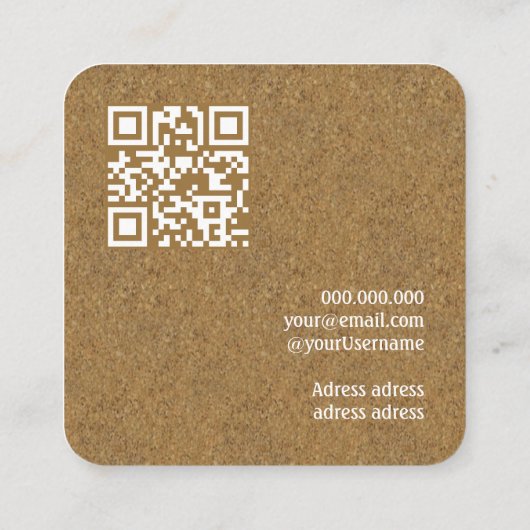 QR code cupcake home bakkerij chique kraft Vierkante Visitekaartje (Achterkant)