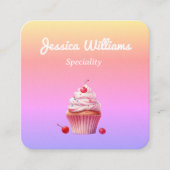 QR-code Cupcake home bakkerij lichte gradiënt Vierkante Visitekaartje (Voorkant)