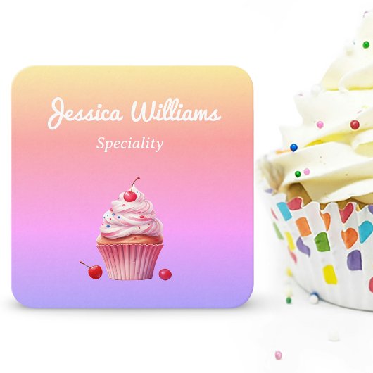 QR-code Cupcake home bakkerij lichte gradiënt Vierkante Visitekaartje
