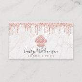 QR-code Cupcake Roos Gold Glitter Drip Marble Chef Visitekaartje (Voorkant)