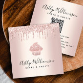 QR Code Cupcake Roos Gouden Bakkerij Chef Glitter  Vierkante Visitekaartje