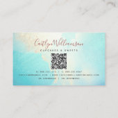 QR-code Cupcake Roze Rose Glitter Blue Waterverf Visitekaartje (Achterkant)