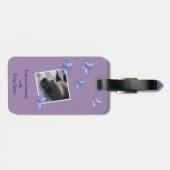 QR code Custom Afbeelding Blue Butterfly Flutter Bagagelabel (Achterkant horizontaal)