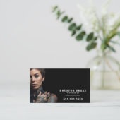 QR Code Custom Artwork Zwart Tattoo Artist Visitekaartje (Staand voorkant)