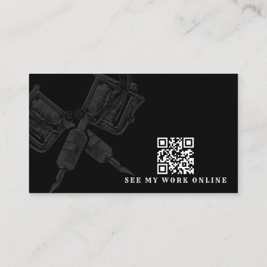 QR Code Custom Artwork Zwart Tattoo Artist Visitekaartje (Achterkant)