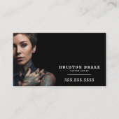 QR Code Custom Artwork Zwart Tattoo Artist Visitekaartje (Voorkant)