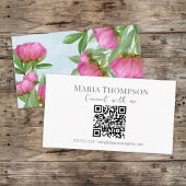 QR Code Custom Elegant Roze Bloemen Verbind met mi Visitekaartje