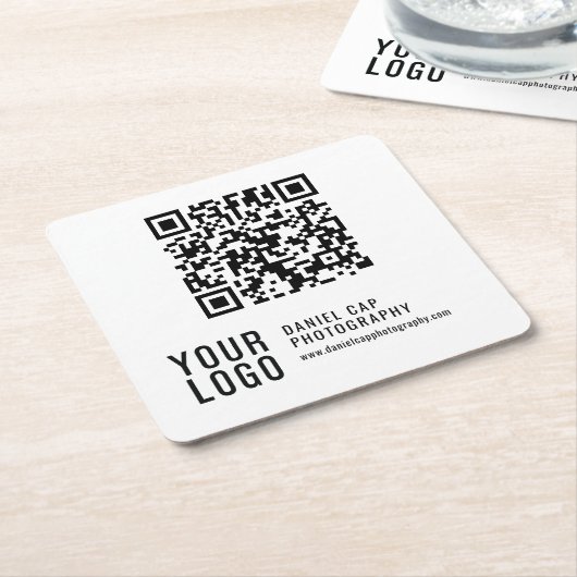 QR Code Custom Logo Coasters Kartonnen Onderzetters (Schuin)