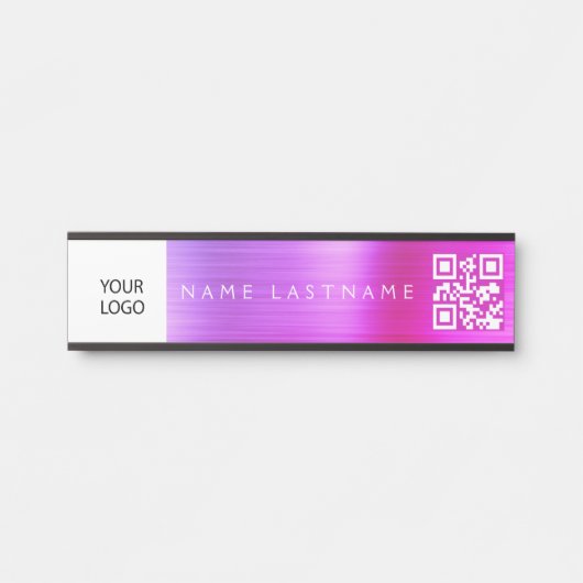 QR Code Custom Logo Executive Paarse Roze Deurbordje (Voorkant)