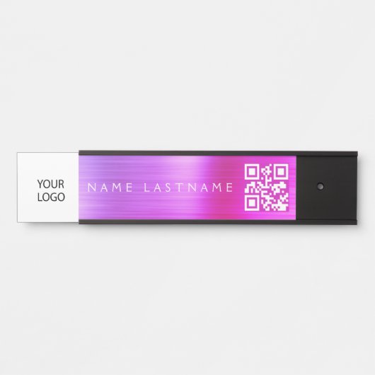 QR Code Custom Logo Executive Paarse Roze Deurbordje (Voorkant)