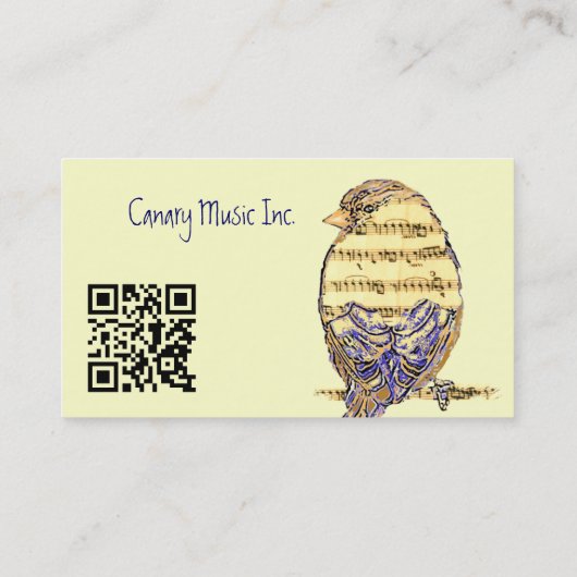 QR Code Custom Music & Bird Business Card Visitekaartje (Achterkant)