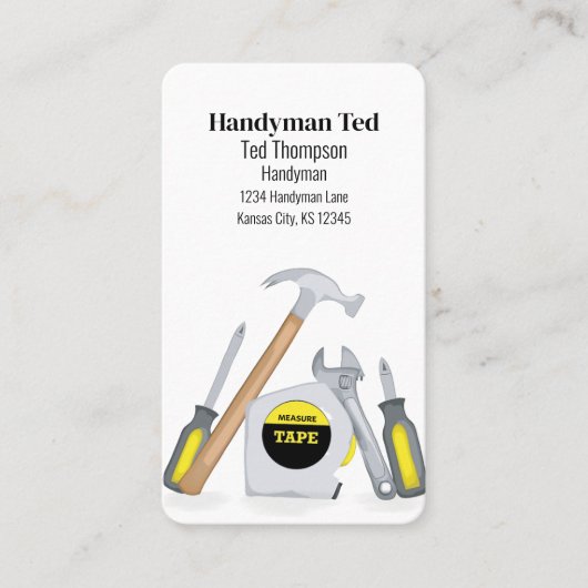 QR Code Custom Social Media Handyman Tools Visitekaartje (Voorkant)