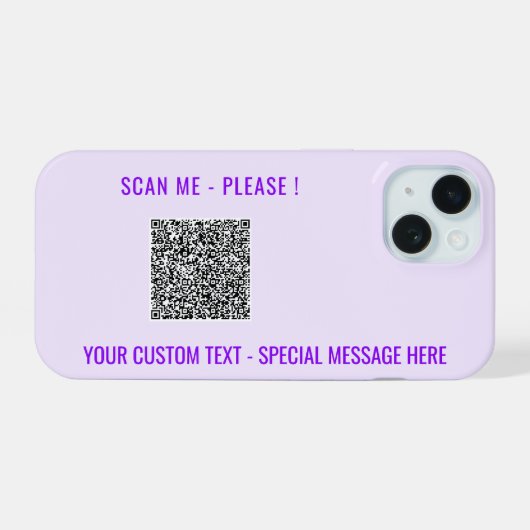 QR Code Custom Tekst Uw Gepersonaliseerde iPhone C 15 Case (Achterkant horizontaal)