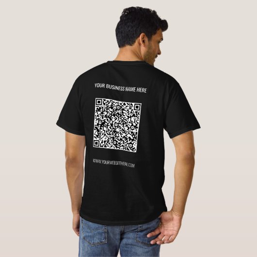 QR Code Custom Tekst Zakelijk Promotie T-shirt (Achterkant volledig)