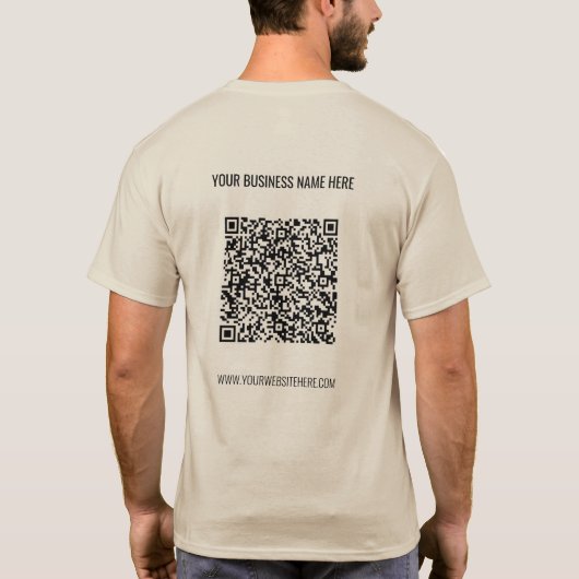 QR Code Custom Tekst Zakelijk Promotie T-shirt (Achterkant)