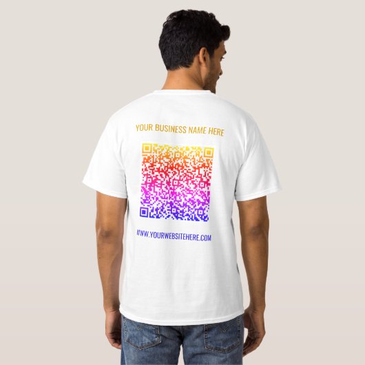 QR Code Custom Tekst Zakelijk T-shirt Kies Kleuren (Achterkant volledig)