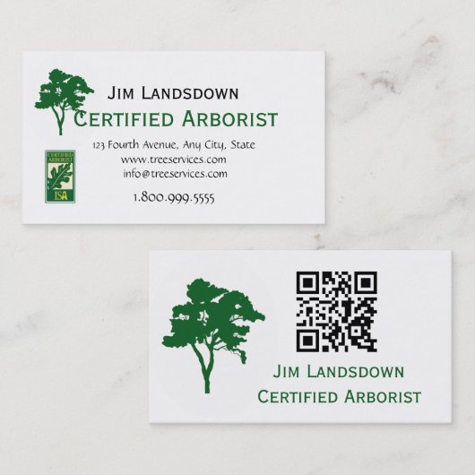 QR Code Custom Tree Arborist Business Card Visitekaartje (Voorkant / Achterkant)