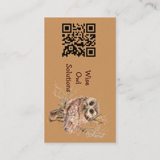 QR Code Custom Wise Owl Solutions Business Card Visitekaartje (Achterkant)
