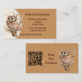 QR Code Custom Wise Owl Solutions Business Card Visitekaartje (Voorkant / Achterkant)