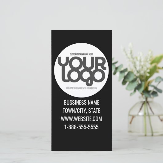 QR Code Customizable Modern Black Business Bedankkaart (Staand voorkant)