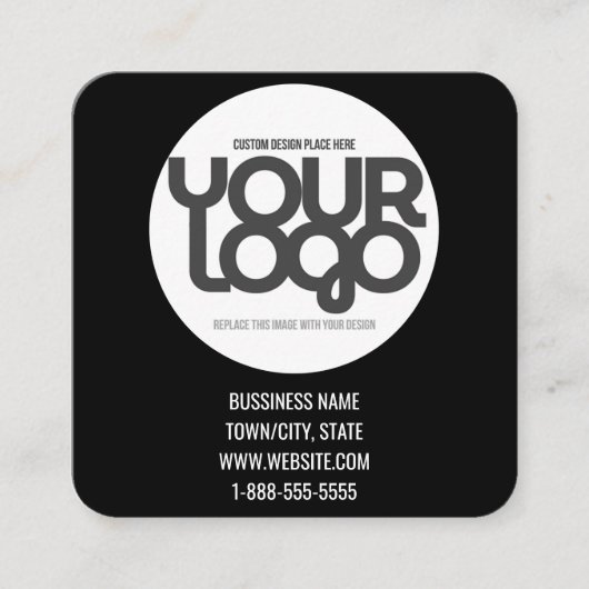 QR Code Customizable Modern Black Business Card Contactkaartje (Voorkant)