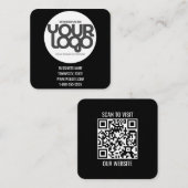 QR Code Customizable Modern Black Business Card Contactkaartje (Voorkant / Achterkant)
