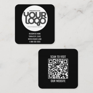 QR Code Customizable Modern Black Business Card Contactkaartje