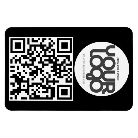 QR Code Customizable Modern Black Business Card Magneet (Horizontaal)