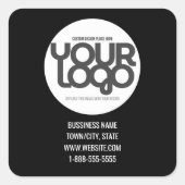 QR Code Customizable Modern Black Business Card Vierkante Sticker (Voorkant)