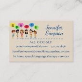 QR Code Cute Kids Cartoon Holding Speech Words Visitekaartje (Voorkant)